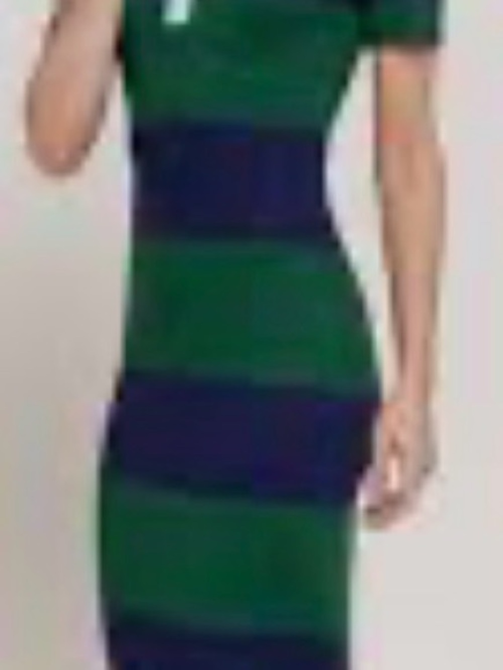 Striped Green and Navy Midi Bodycon Dress